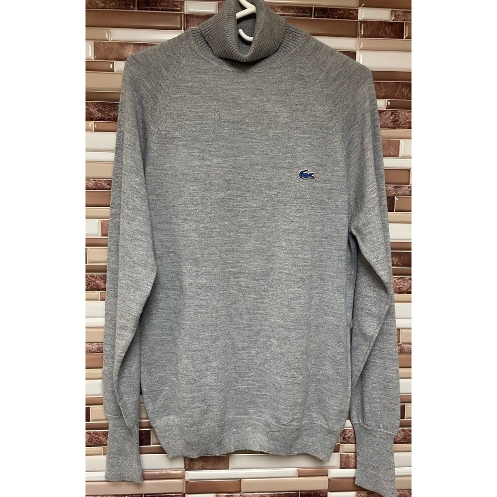 Vintage Izod Lacoste Mens size Large Turtle Neck Sweater Blue Alligator